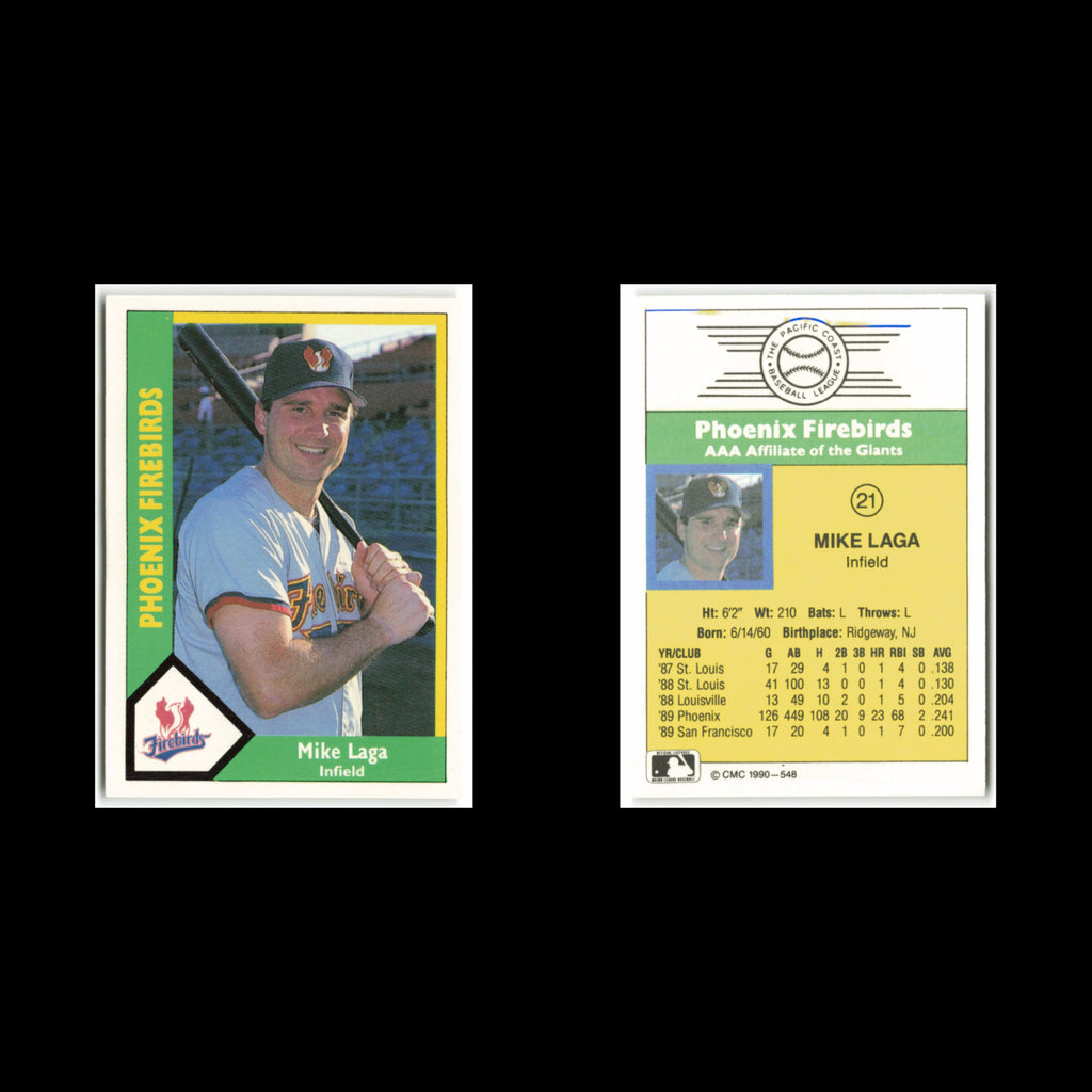 Mike Laga #21 1990 CMC Pacific Leauge Phoenix Firebirds Baseball Card MLB NM