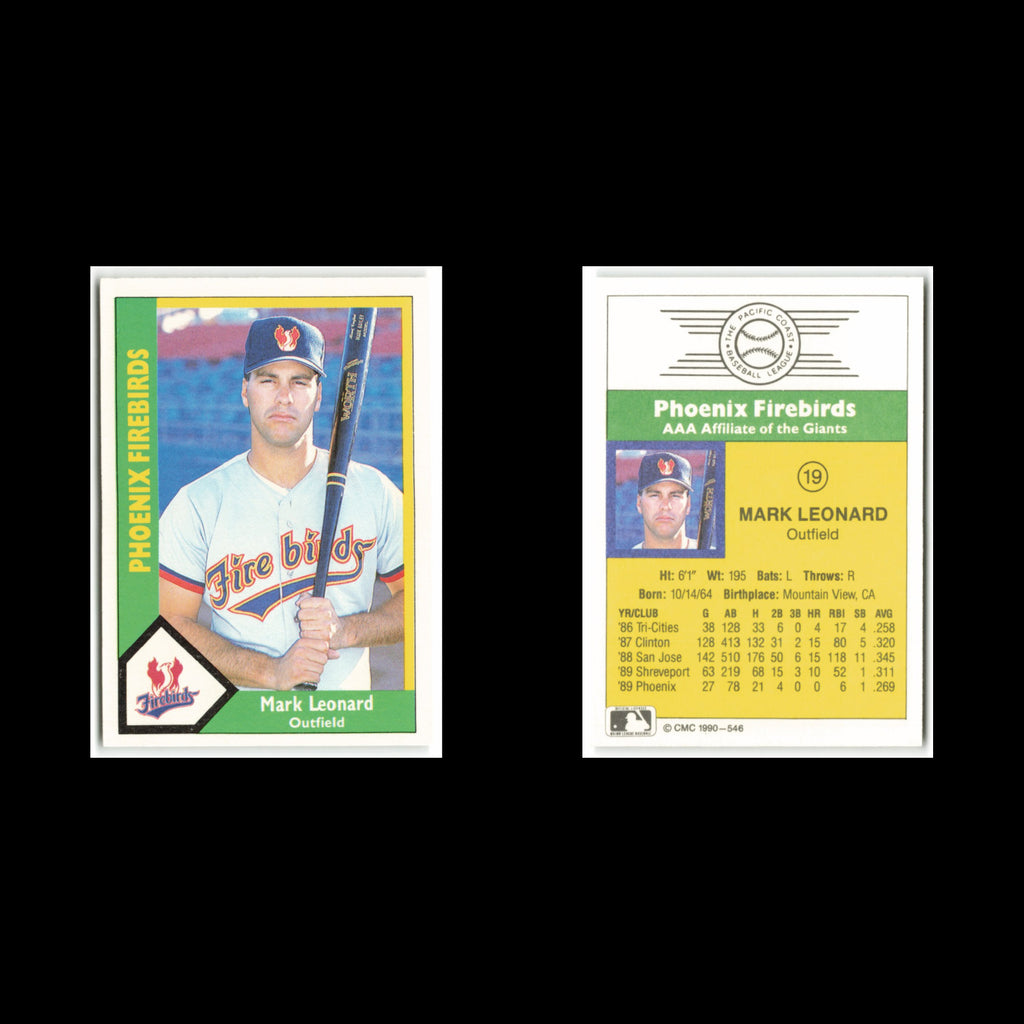 Mark Leonard #19 1990 CMC Pacific Leauge Phoenix Firebirds Baseball Card MLB NM