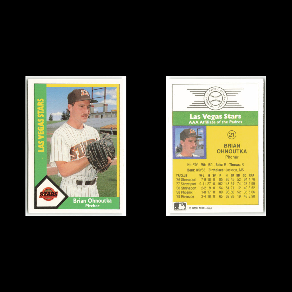 Brian Ohnoutka #21 1990 CMC Pacific Leauge Las Vegas Stars Baseball Card MLB NM