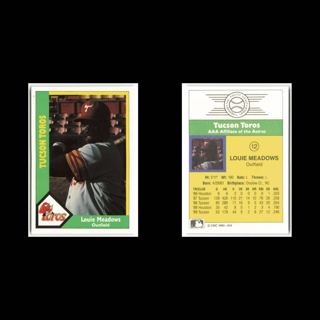 Louie Meadows #12 1990 CMC Pacific Leauge Tucson Toros Baseball Card MLB NM