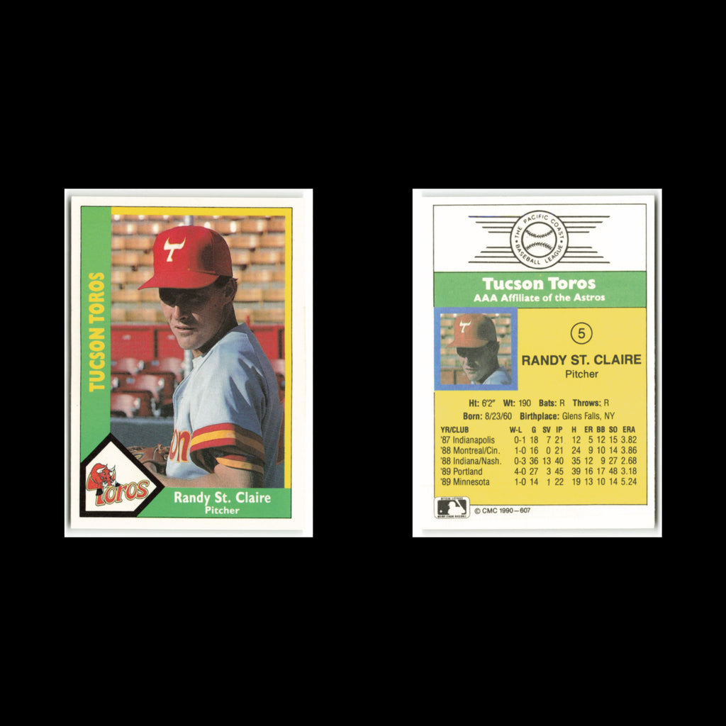 Randy St. Claire #5 1990 CMC Pacific Leauge Tucson Toros Baseball Card MLB NM