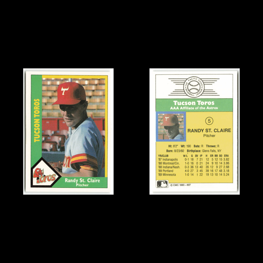 Randy St. Claire #5 1990 CMC Pacific Leauge Tucson Toros Baseball Card MLB NM