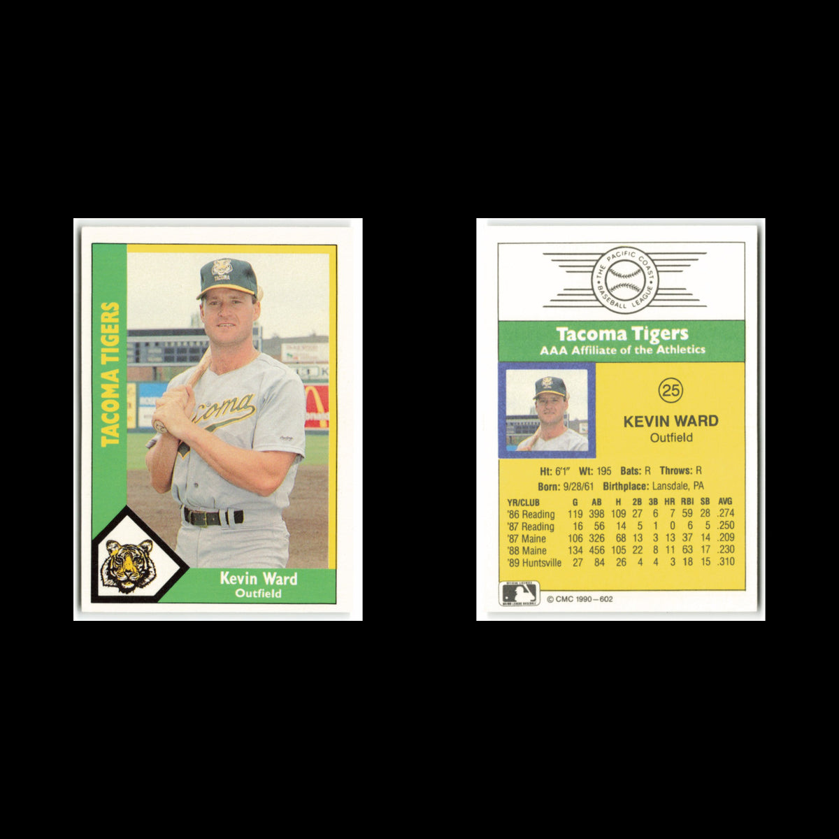 Kevin Ward #25 1990 CMC Pacific Leauge Tacoma Tigers Baseball Card MLB NM