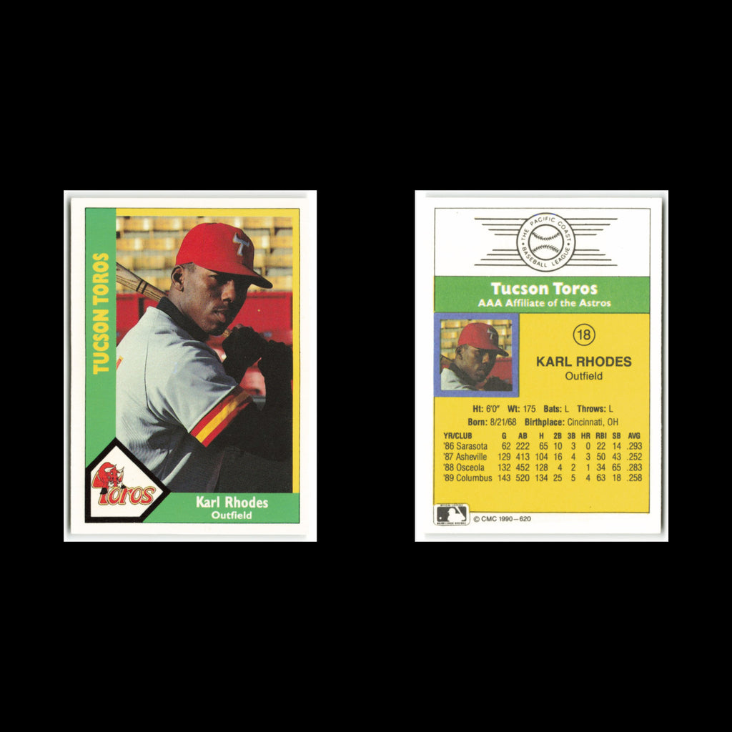 Karl Rhodes #18 1990 CMC Pacific Leauge Tucson Toros Baseball Card MLB NM