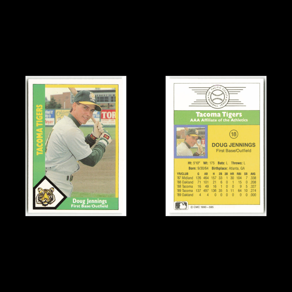 Doug Jennings #18 1990 CMC Pacific Leauge Tacoma Tigers Baseball Card MLB NM