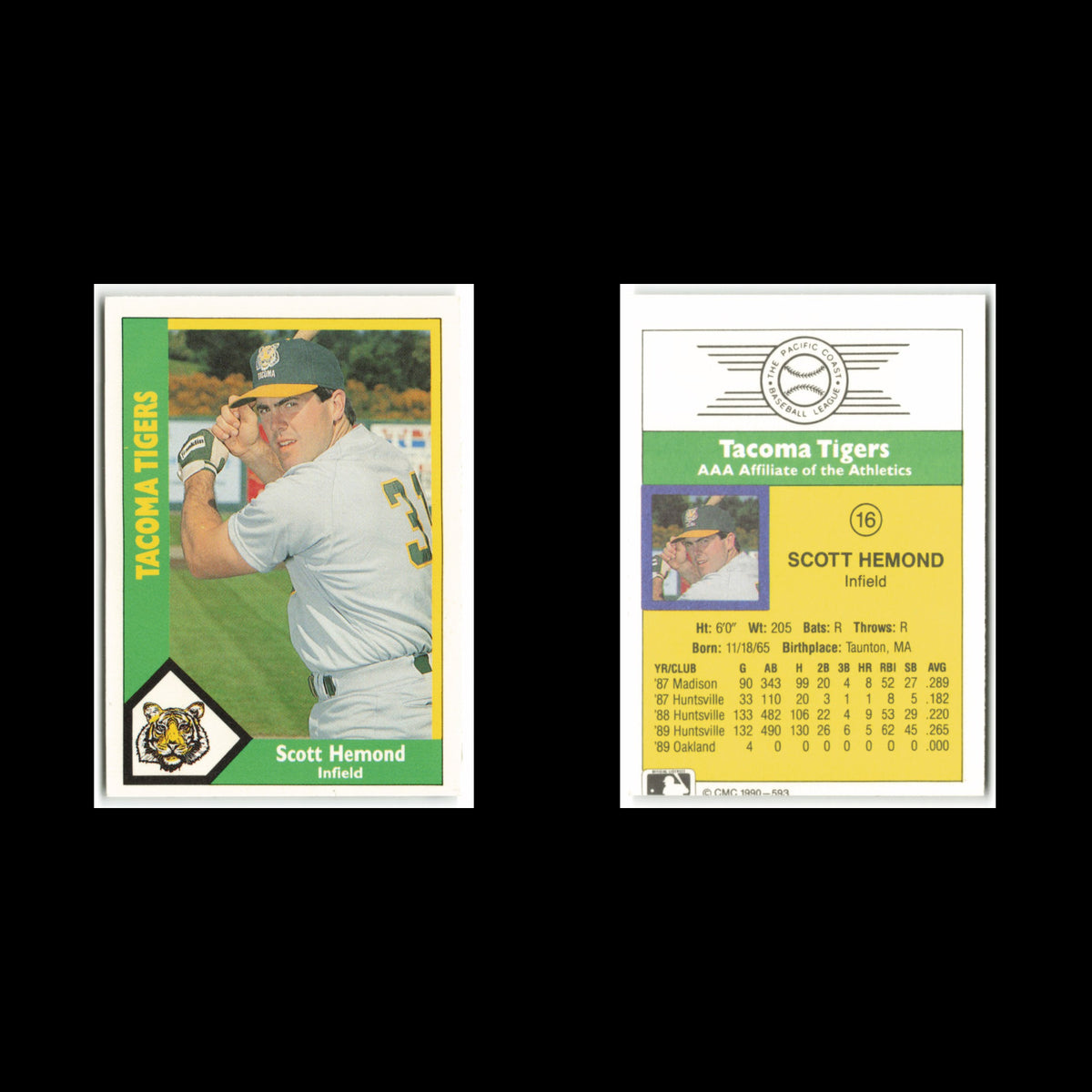 Scott Hemond #17 1990 CMC Pacific Leauge Tacoma Tigers Baseball Card MLB NM