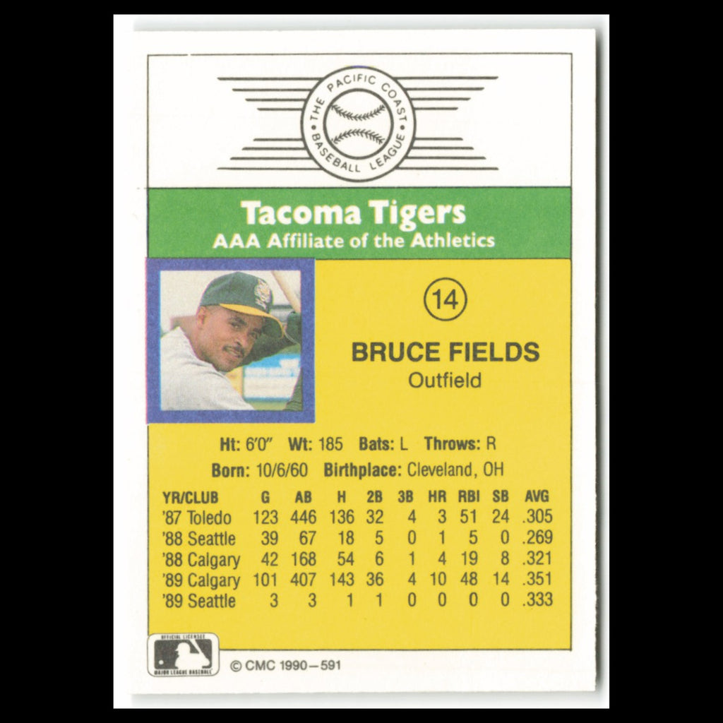 Bruce Fields #14 1990 CMC Pacific Leauge Tacoma Tigers Baseball Card MLB NM