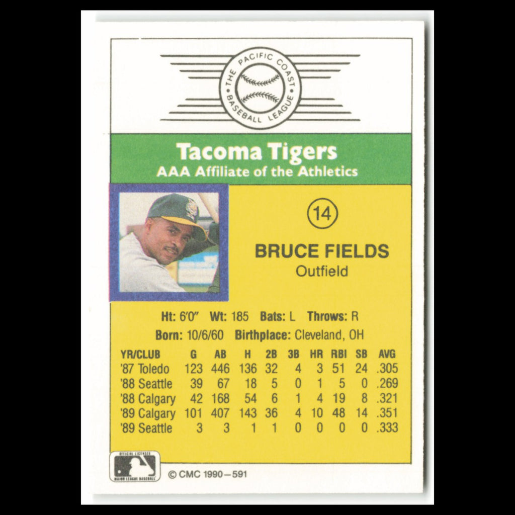 Bruce Fields #14 1990 CMC Pacific Leauge Tacoma Tigers Baseball Card MLB NM