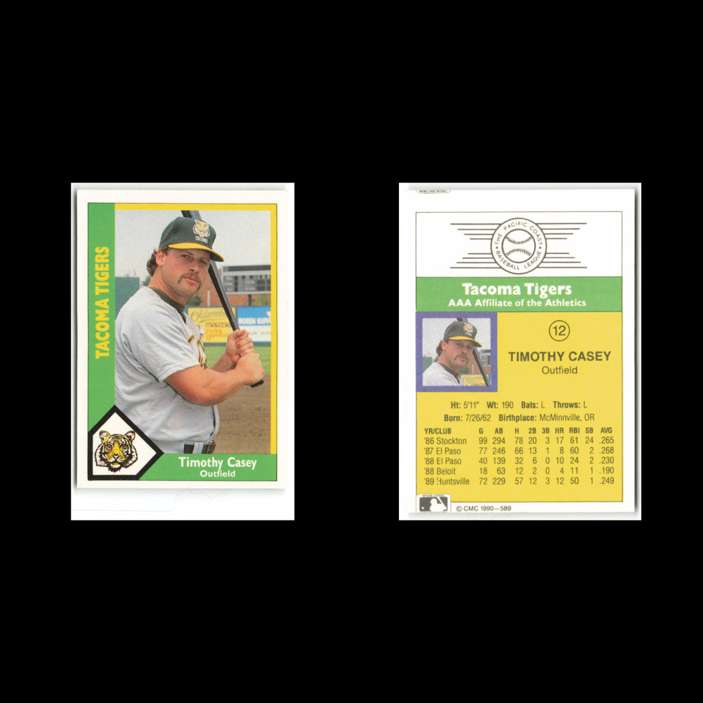 Timothy Casey #12 1990 CMC Pacific Leauge Tacoma Tigers Baseball Card MLB NM