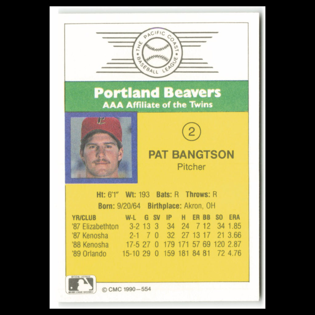 Pat Bangtson #2 1990 CMC Pacific Leauge Portland Beavers Baseball Card MLB NM