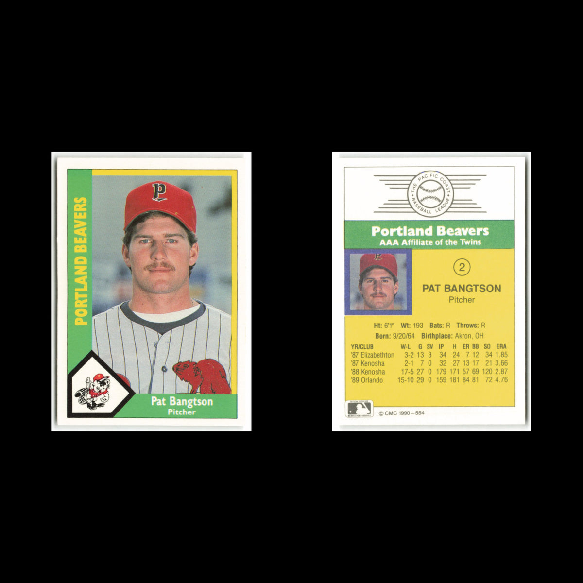 Pat Bangtson #2 1990 CMC Pacific Leauge Portland Beavers Baseball Card MLB NM