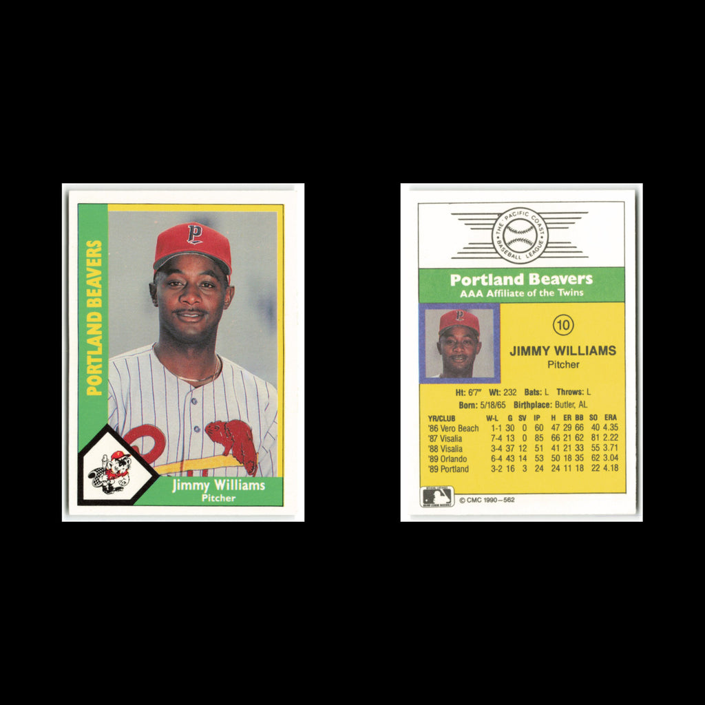 Jimmy Williams #10 1990 CMC Pacific Leauge Portland Beavers Baseball Card MLB NM
