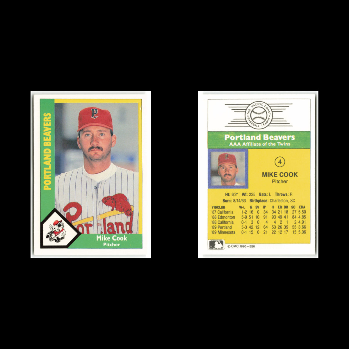 Mike Cook #4 1990 CMC Pacific Leauge Portland Beavers Baseball Card MLB NM