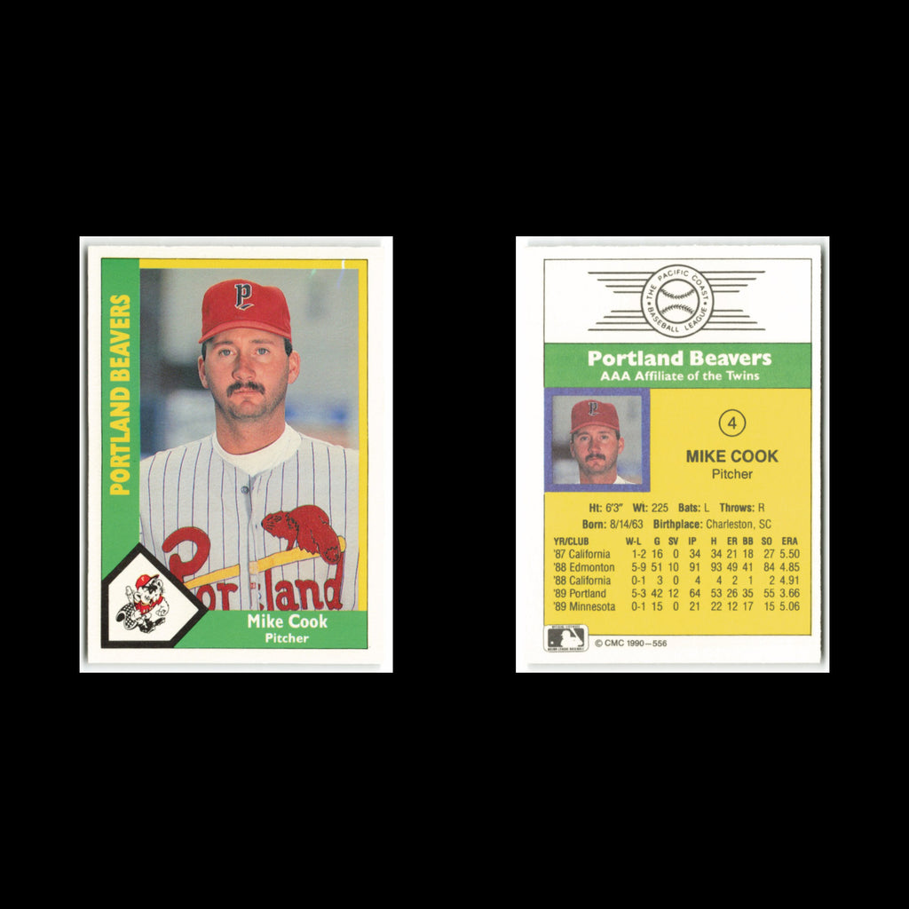 Mike Cook #4 1990 CMC Pacific Leauge Portland Beavers Baseball Card MLB NM