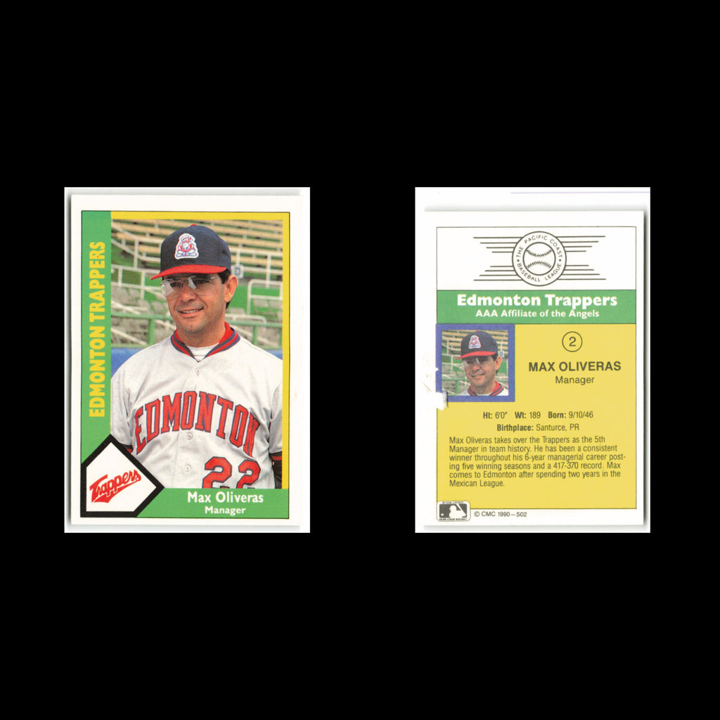 Max Oliveras #2 1990 CMC Pacific Leauge Edmonton Trappers Baseball Card MLB NM
