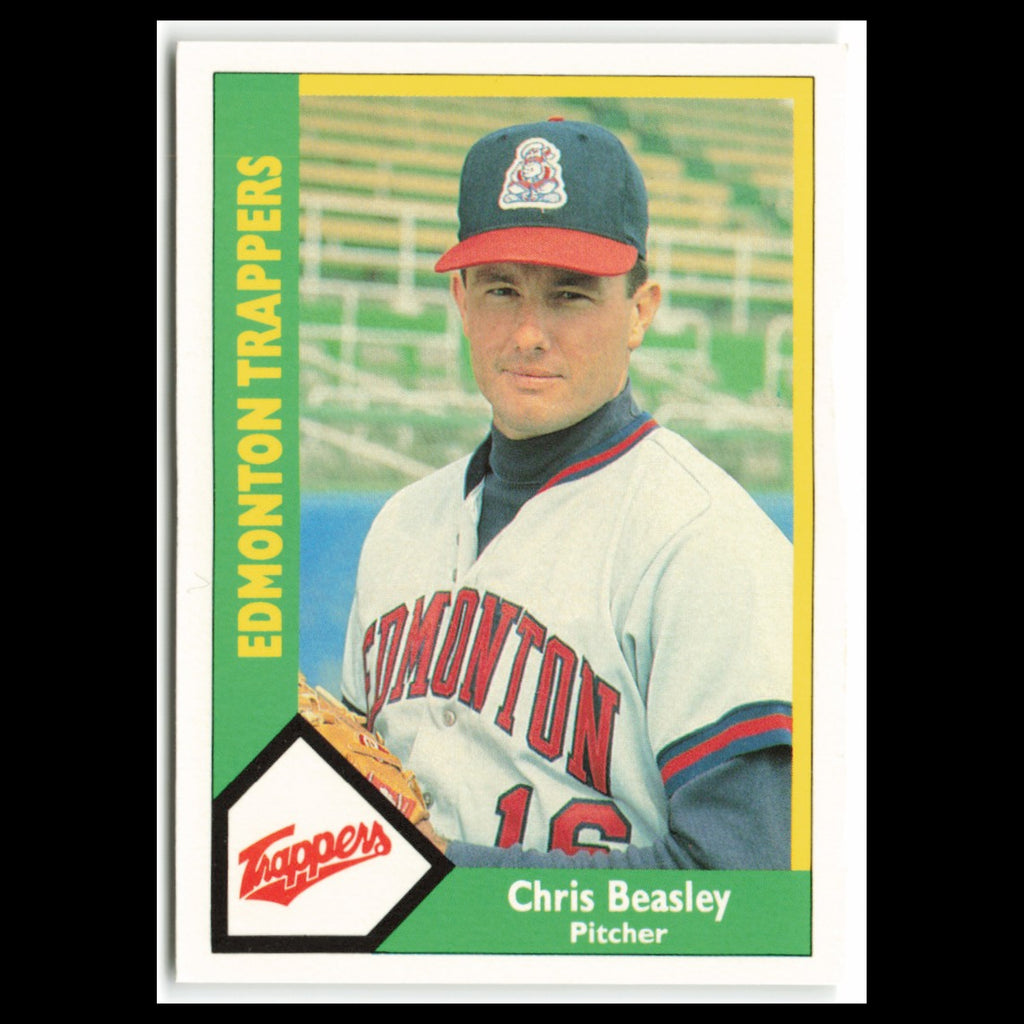 Chris Beasley #4 1990 CMC Pacific Leauge Edmonton Trappers Baseball Card MLB NM