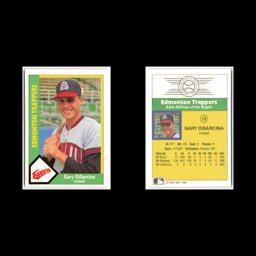 Gary DiSarcina #19 1990 CMC Pacific Leauge Edmonton Trappers Baseball Card MLB