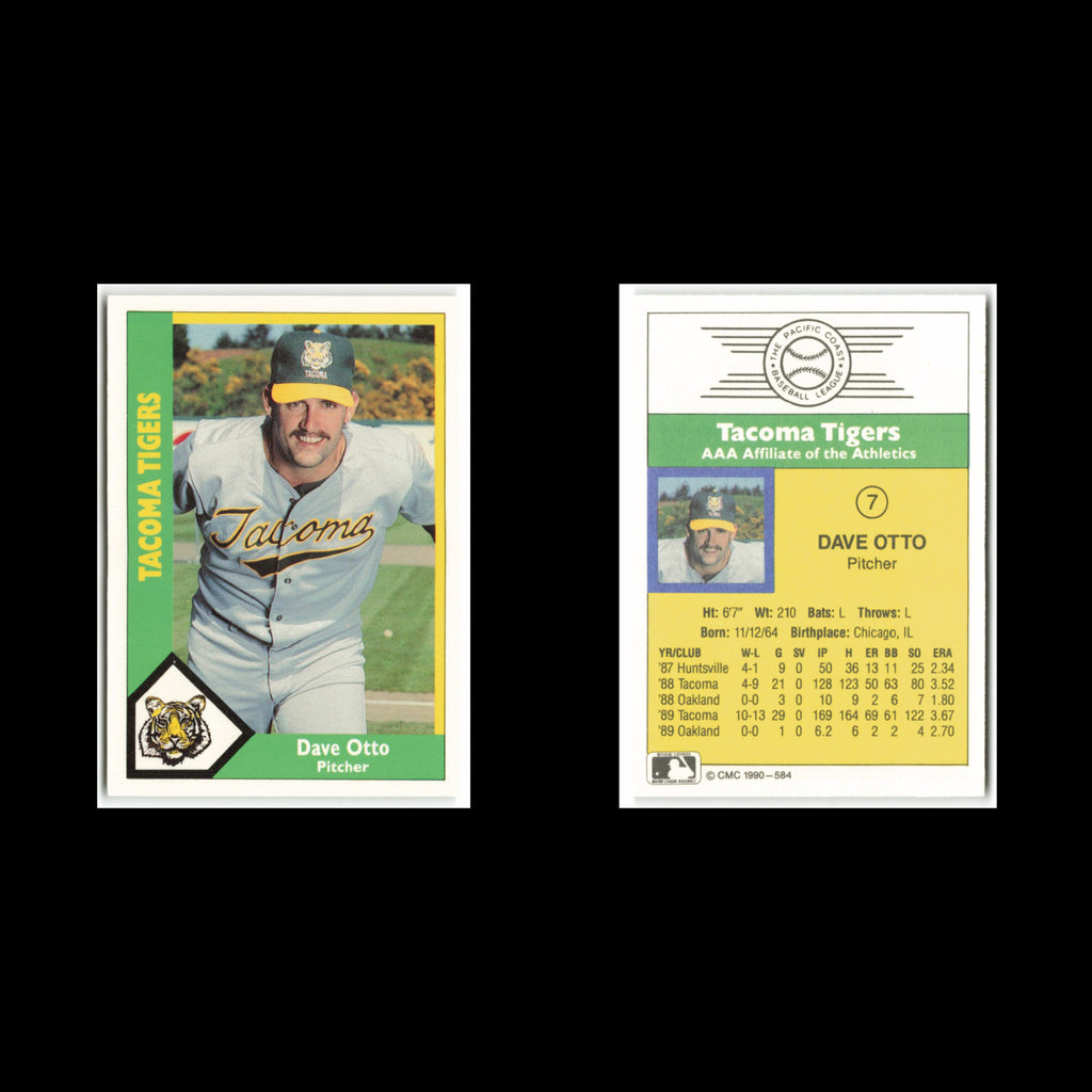 Dave Otto #7 1990 CMC Pacific Leauge Tacoma Tigers Baseball Card MLB NM