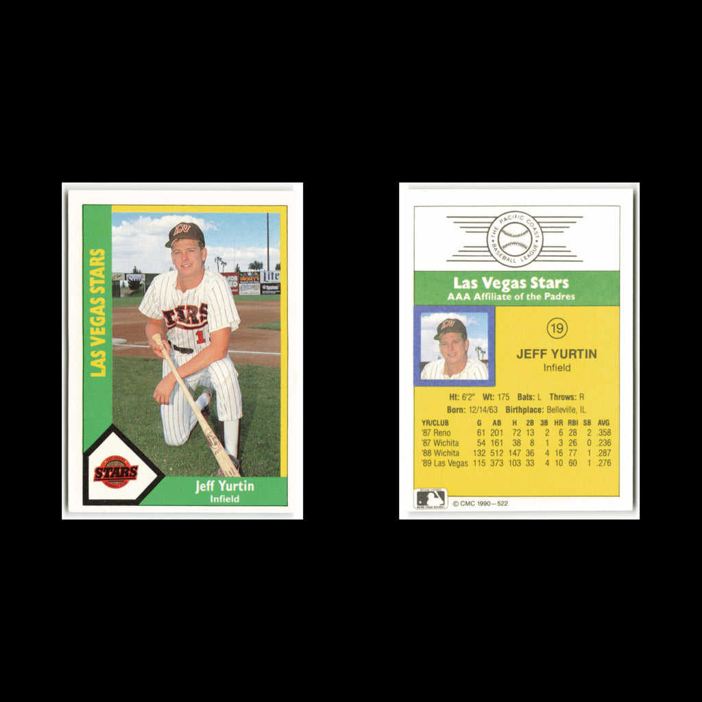 Jeff Yurtin #19 1990 CMC Pacific Leauge Las Vegas Stars Baseball Card MLB NM
