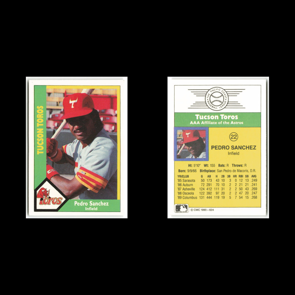 Pedro Sanchez #22 1990 CMC Pacific Leauge Tucson Toros Baseball Card MLB NM