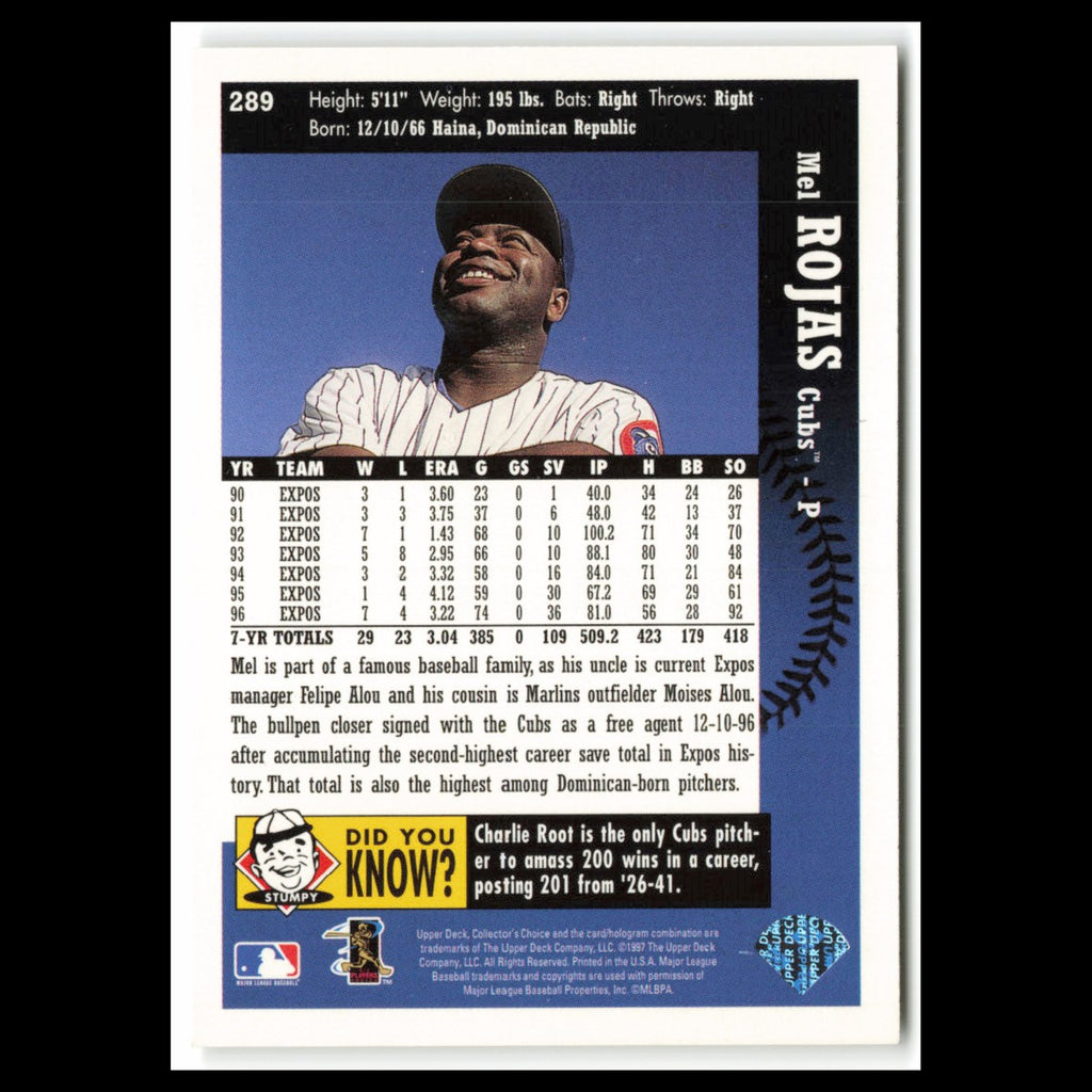 Mel Rojas #289 1997 Collectors Choice Chicago Cubs Baseball Card MLB NM