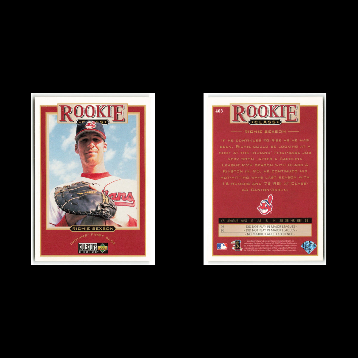 Richie Sexson Rookie #463 1997 Collectors Choice Cleveland Indians Baseball Card