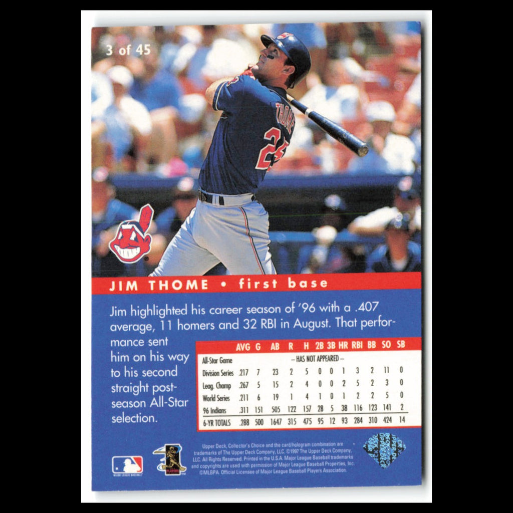 Jim Thome #3 1997 Collectors Choice All-Star Connection Cleveland Indians Card