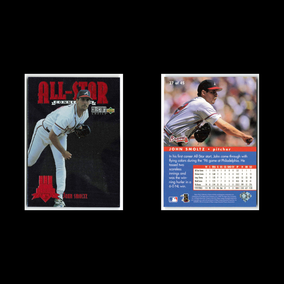 John Smoltz #27 1997 Collectors Choice All-Star Connection Atlanta Braves Card