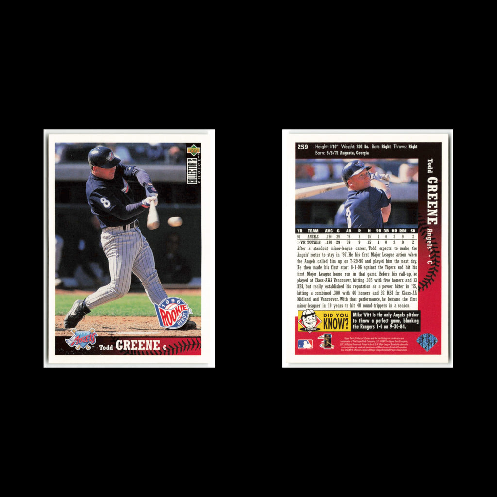 Todd Greene Rookie #259 1997 Collectors Choice Anaheim Angels Baseball Card MLB