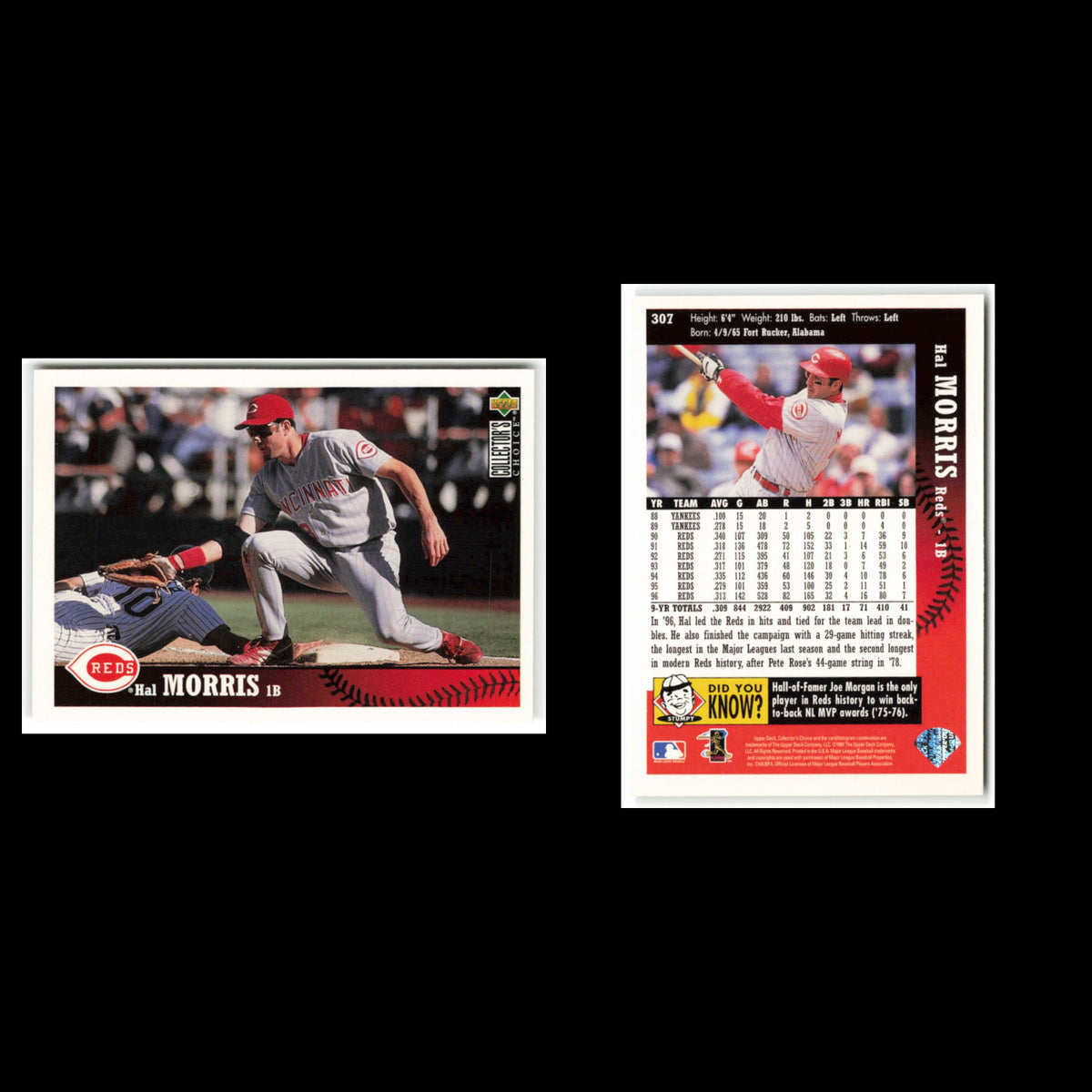 Hal Morris #307 1997 Collectors Choice Cincinnati Reds Baseball Card MLB NM