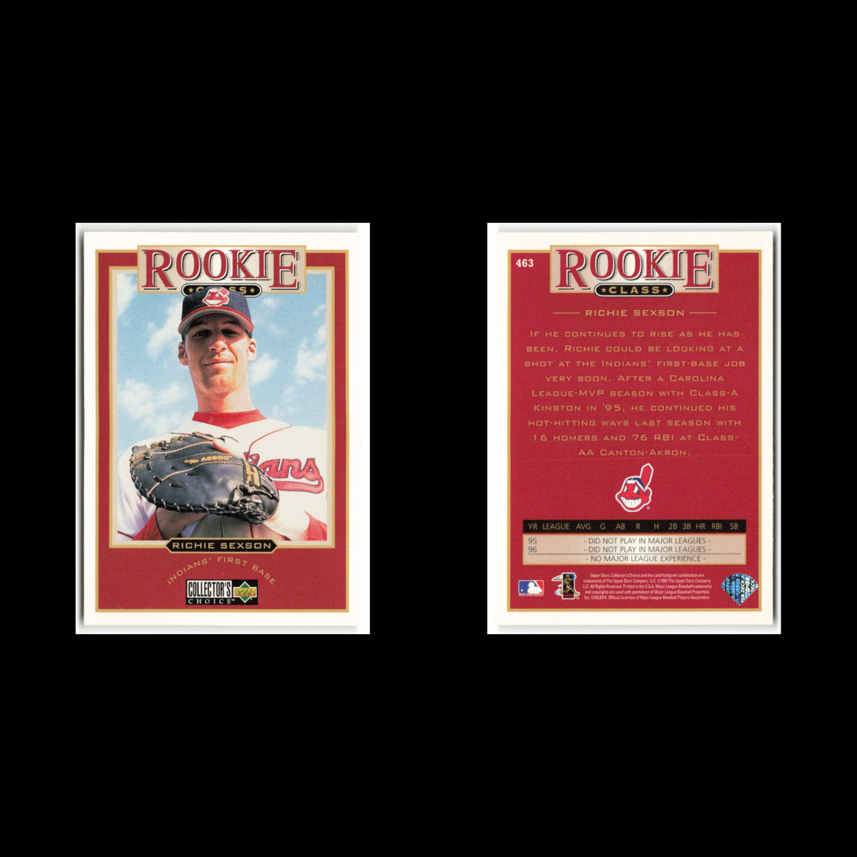 Richie Sexson Rookie #463 1997 Collectors Choice Cleveland Indians Baseball Card