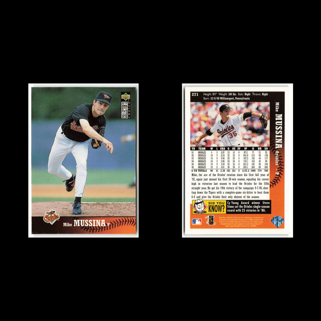 Mike Mussina #271 1997 Collectors Choice Baltimore Orioles Baseball Card MLB NM