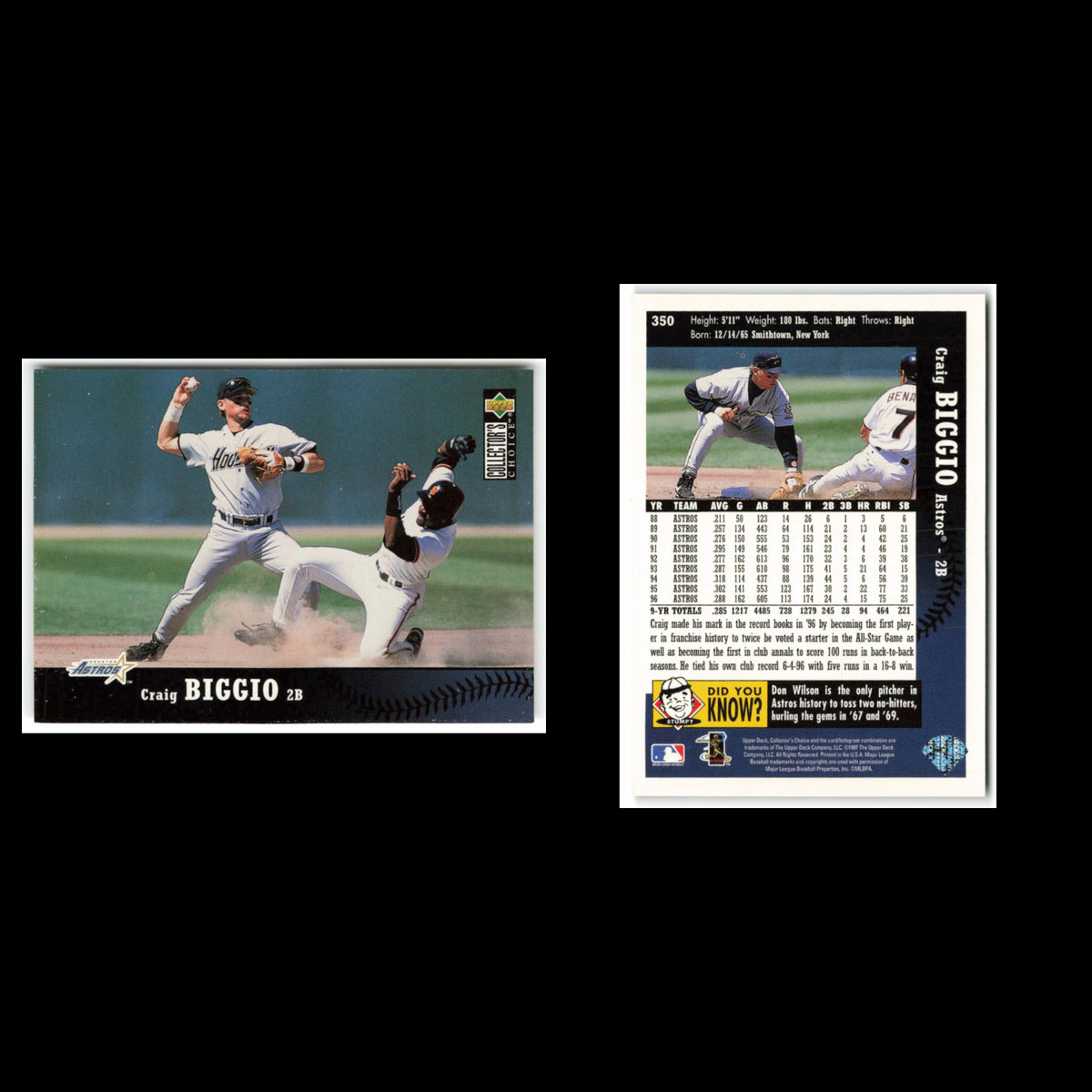 Craig Biggio #350 1997 Collectors Choice Houston Astros Baseball Card MLB NM