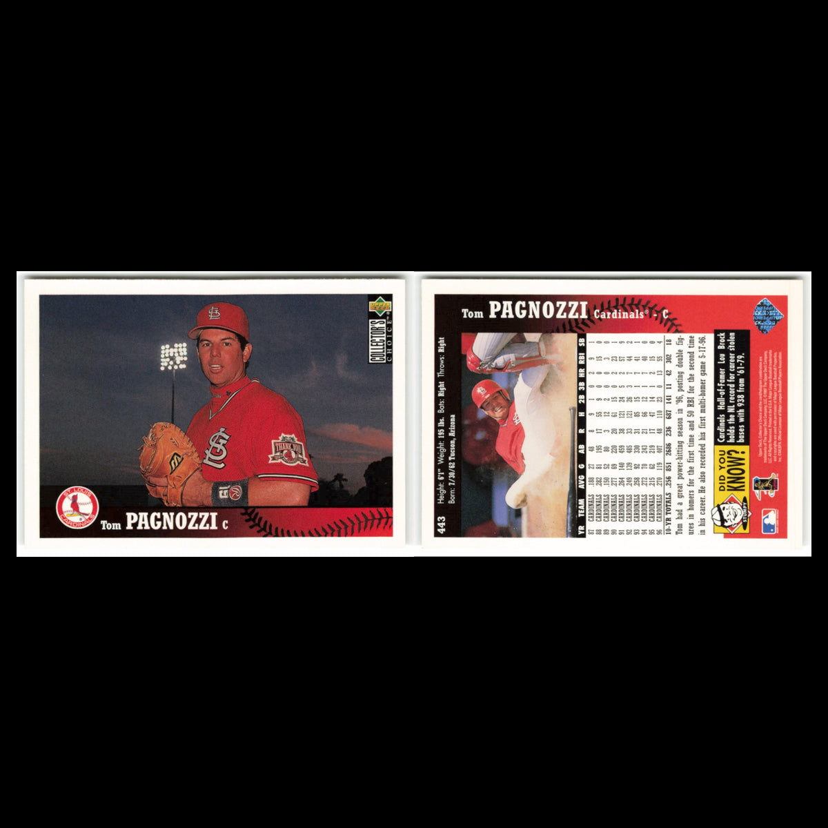 Tom Pagnozzi #443 1997 Collectors Choice St. Louis Cardinals Baseball Card MLB