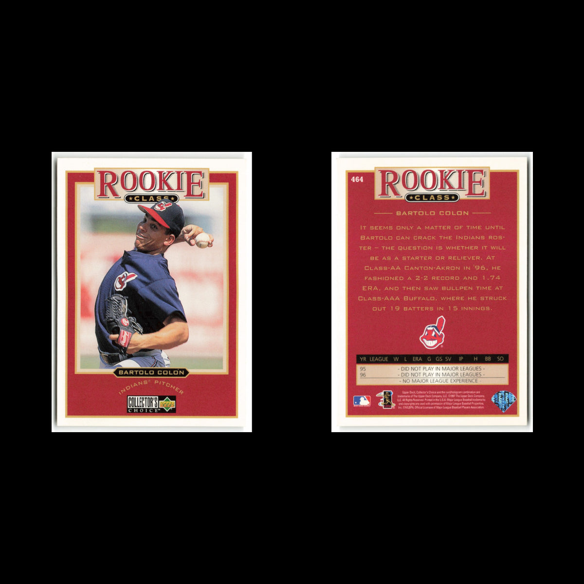 Bartolo Colon Rookie #464 1997 Collectors Choice Cleveland Indians Baseball Card
