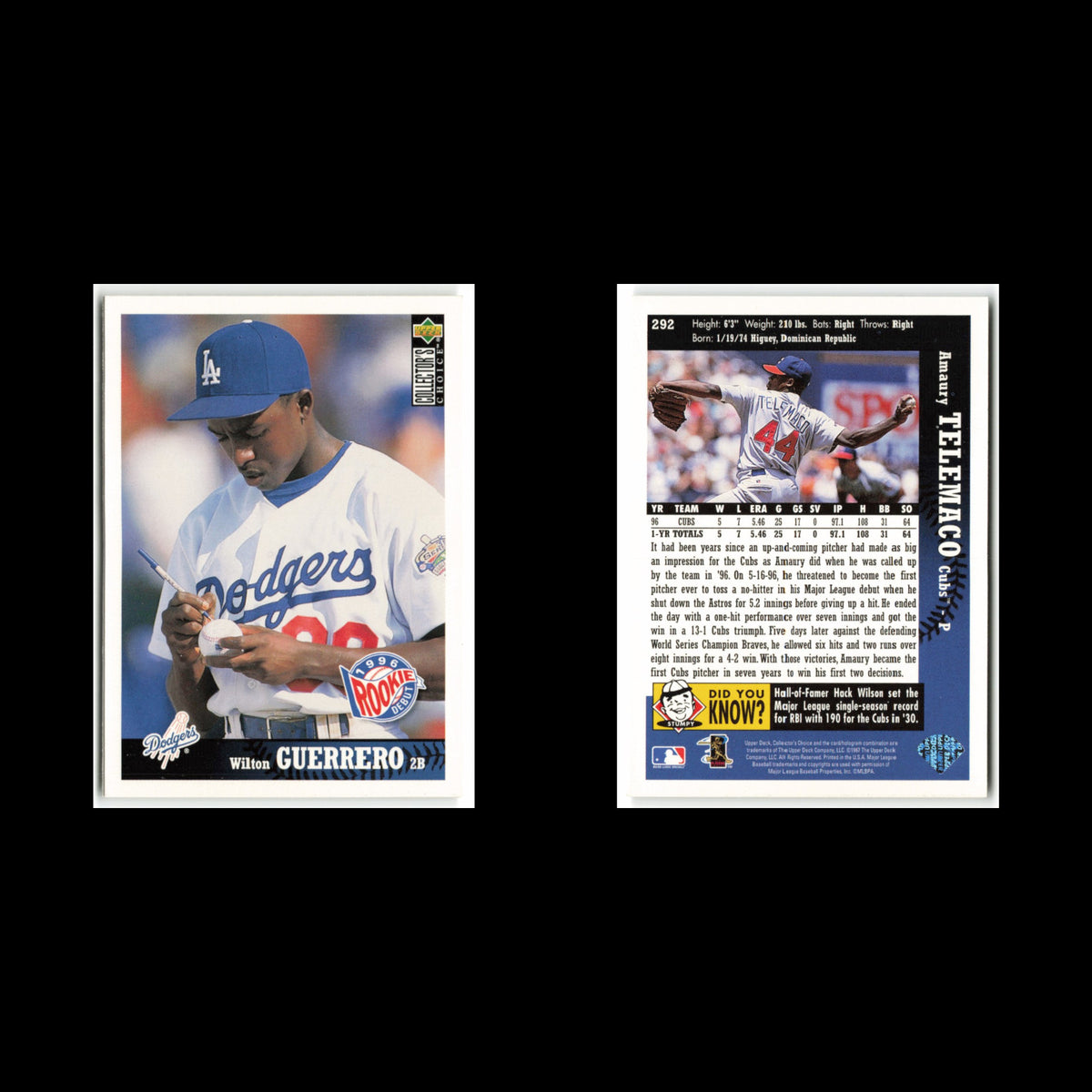 Wilton Guerrero Rookie #368 1997 Collectors Choice Los Angeles Dodgers Baseball