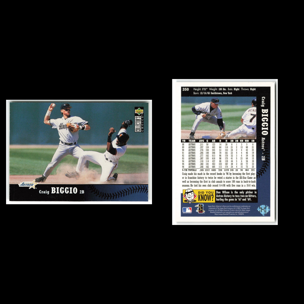 Craig Biggio #350 1997 Collectors Choice Houston Astros Baseball Card MLB NM