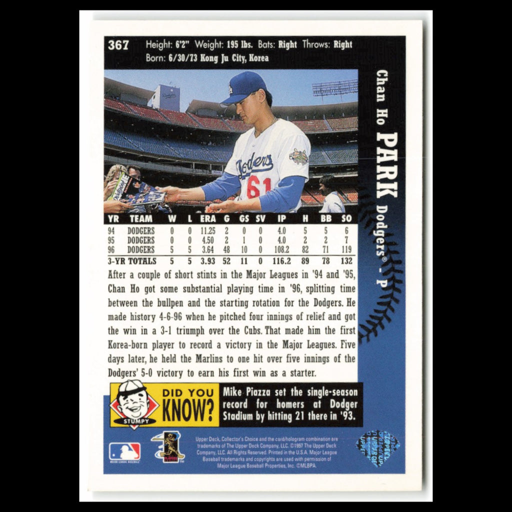 Chan Ho Park #367 1997 Collectors Choice Los Angeles Dodgers Baseball Card MLB