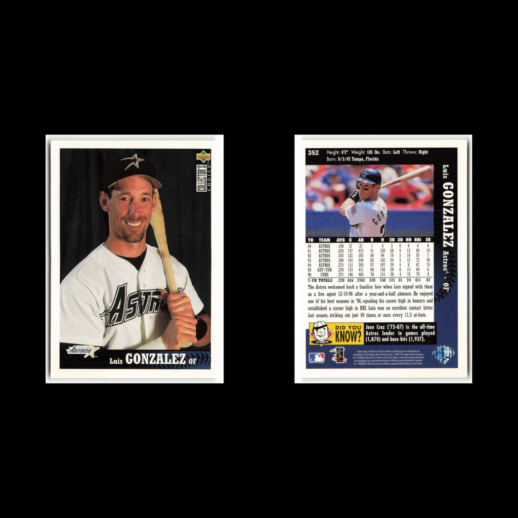 Luis Gonzalez #352 1997 Collectors Choice Houston Astros Baseball Card MLB NM