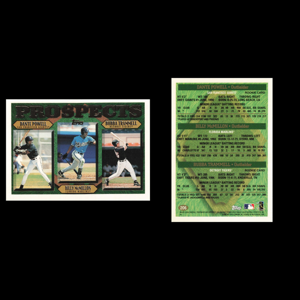 Dante Powell/Billy McMillon/Bubba Trammell Rookie #206 1997 Topps Baseball Card