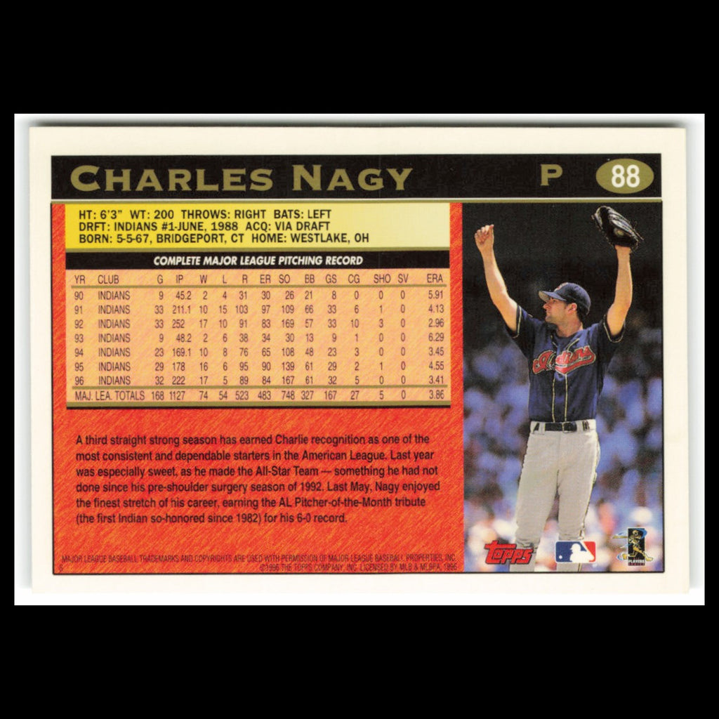 Charles Nagy #88 1997 Topps Cleveland Indians Baseball Card MLB NM