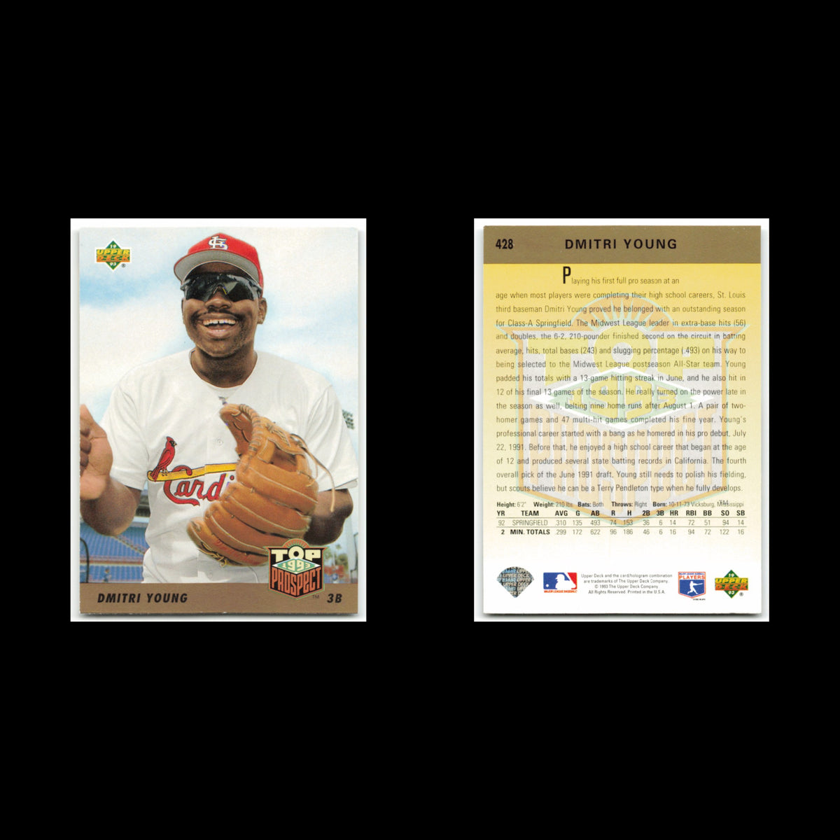 Dmitri Young Rookie #428 1993 Upper Deck St. Louis Cardinals Baseball Card MLB