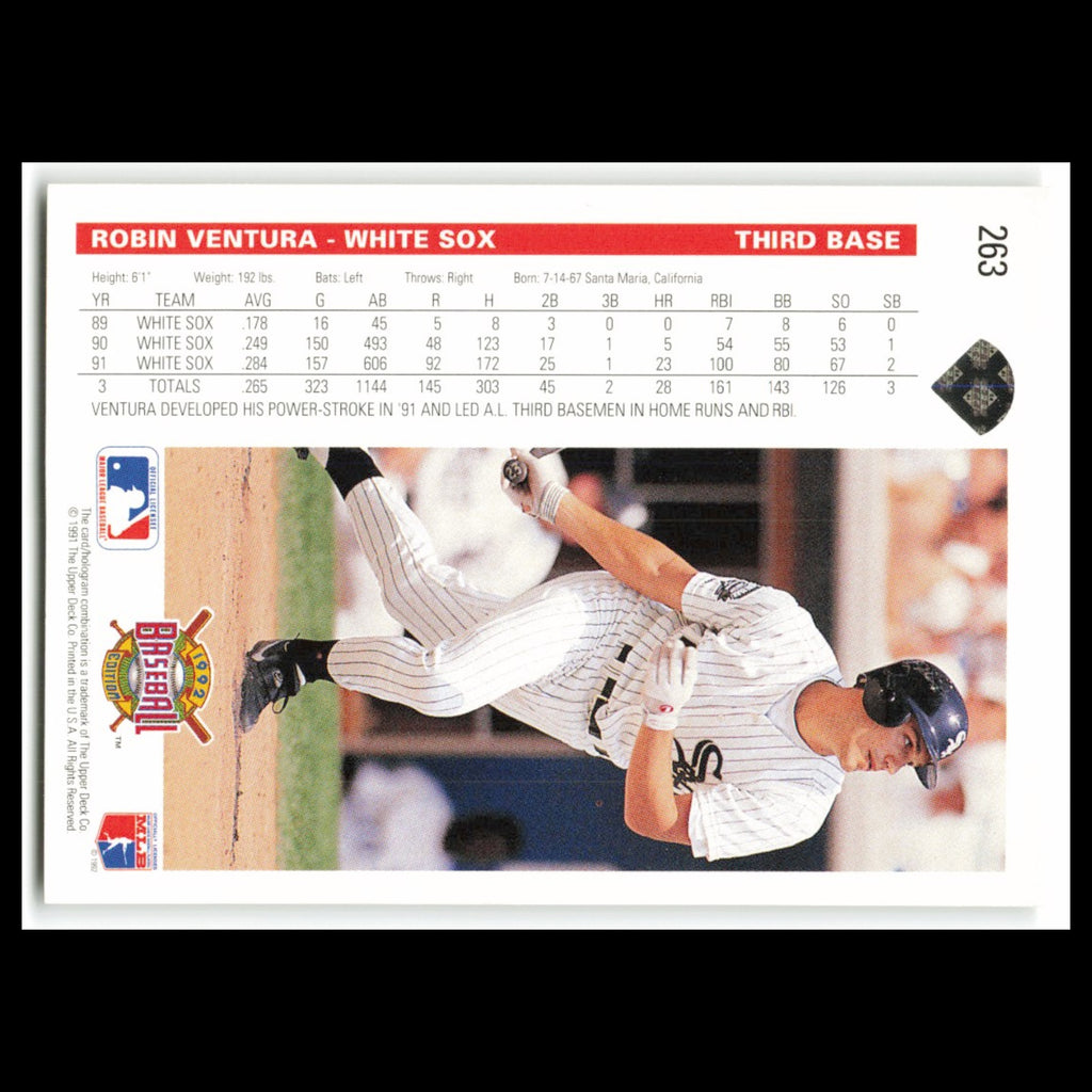 Robin Ventura #263 1992 Upper Deck Chicago White Sox Baseball Card MLB NM