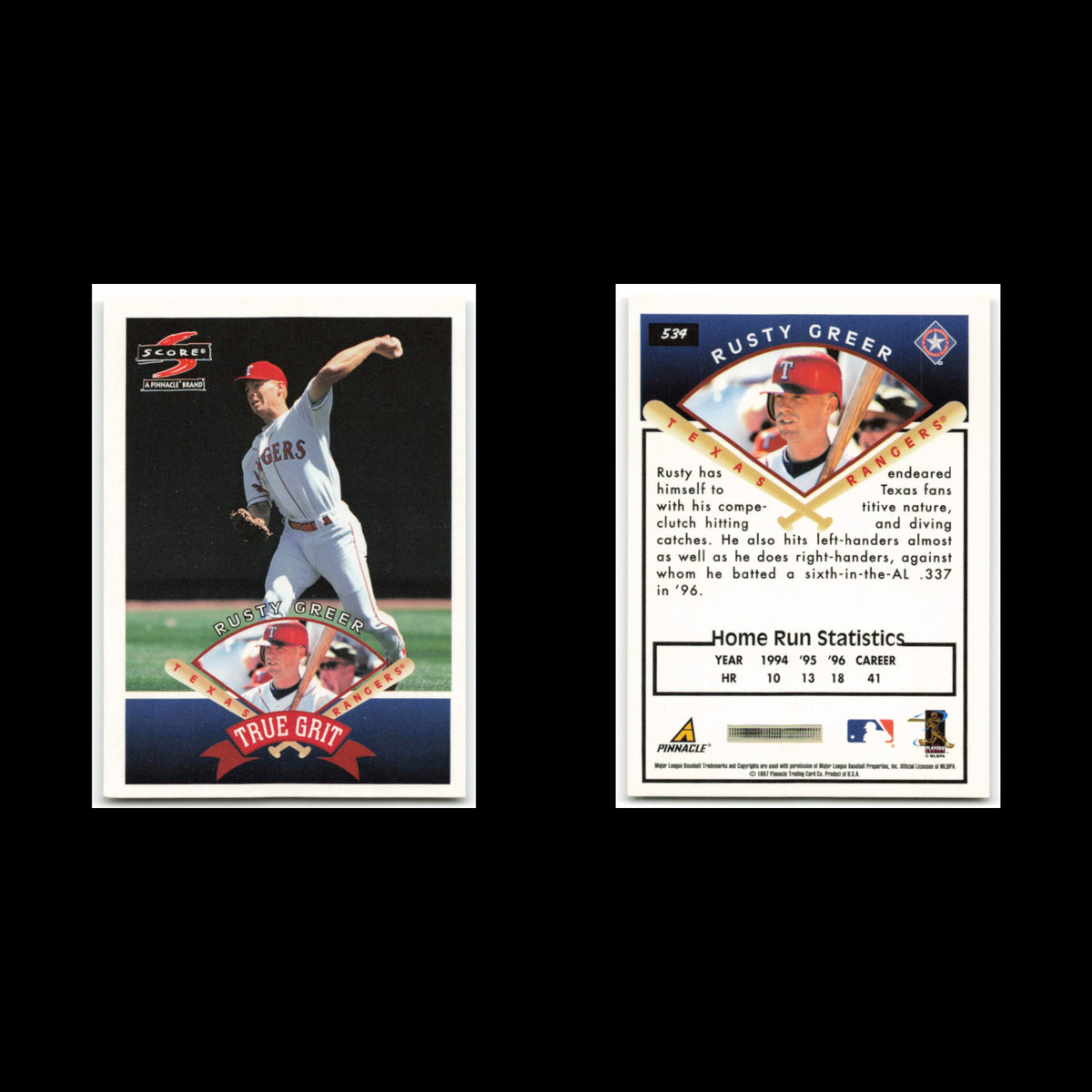 Rusty Greer #534 1997 Score Texas Rangers Baseball Card MLB NM