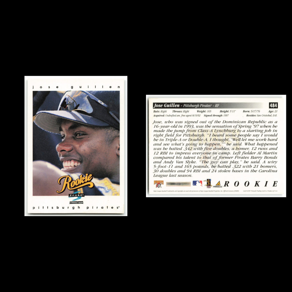 Jose Guillen Rookie #484 1997 Score Pittsburgh Pirates Baseball Card MLB NM