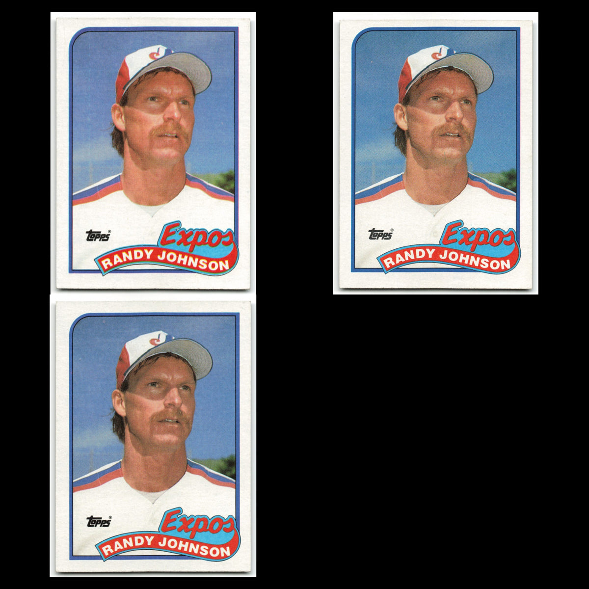 Randy Johnson Rookie Lot 3 Baseball Cards 1989 Topps Montreal Expos Set MLB NM