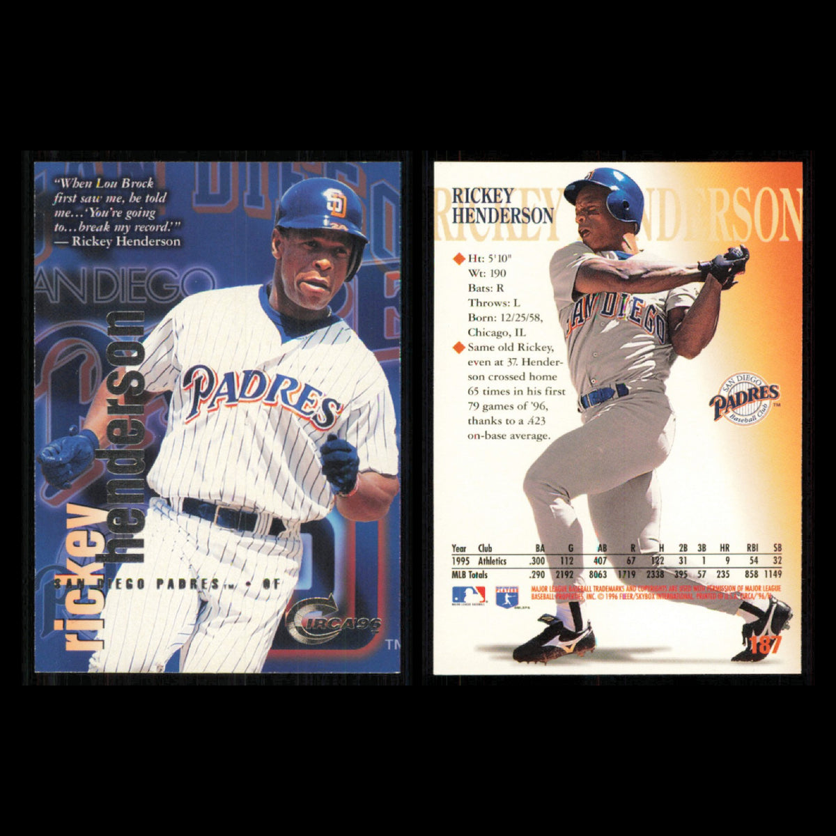 Rickey Henderson Lot 12 Baseball Cards 1997 Topps San Diego Padres Set MLB NM