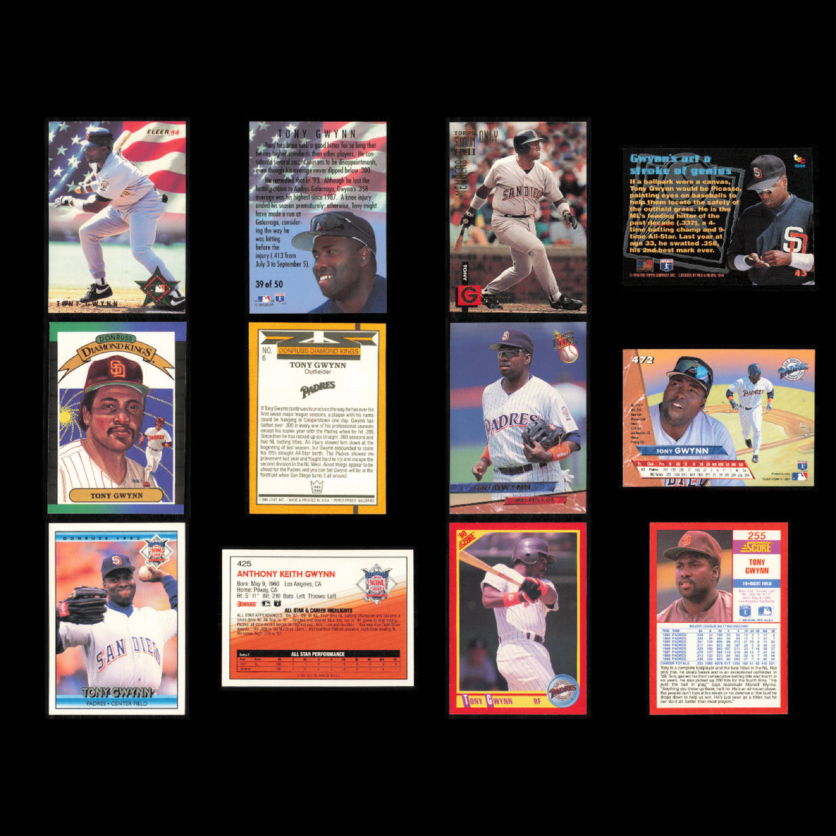 Tony Gwynn Lot 60 Baseball Cards 1989 Topps San Diego Padres Set Collection MLB
