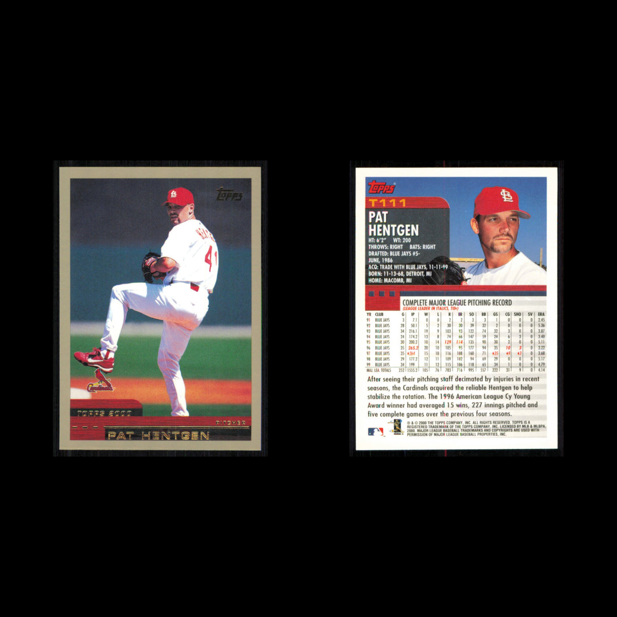 Pat Hentgen #T111 2000 Topps Traded - Rookies St. Louis Cardinals Baseball Card