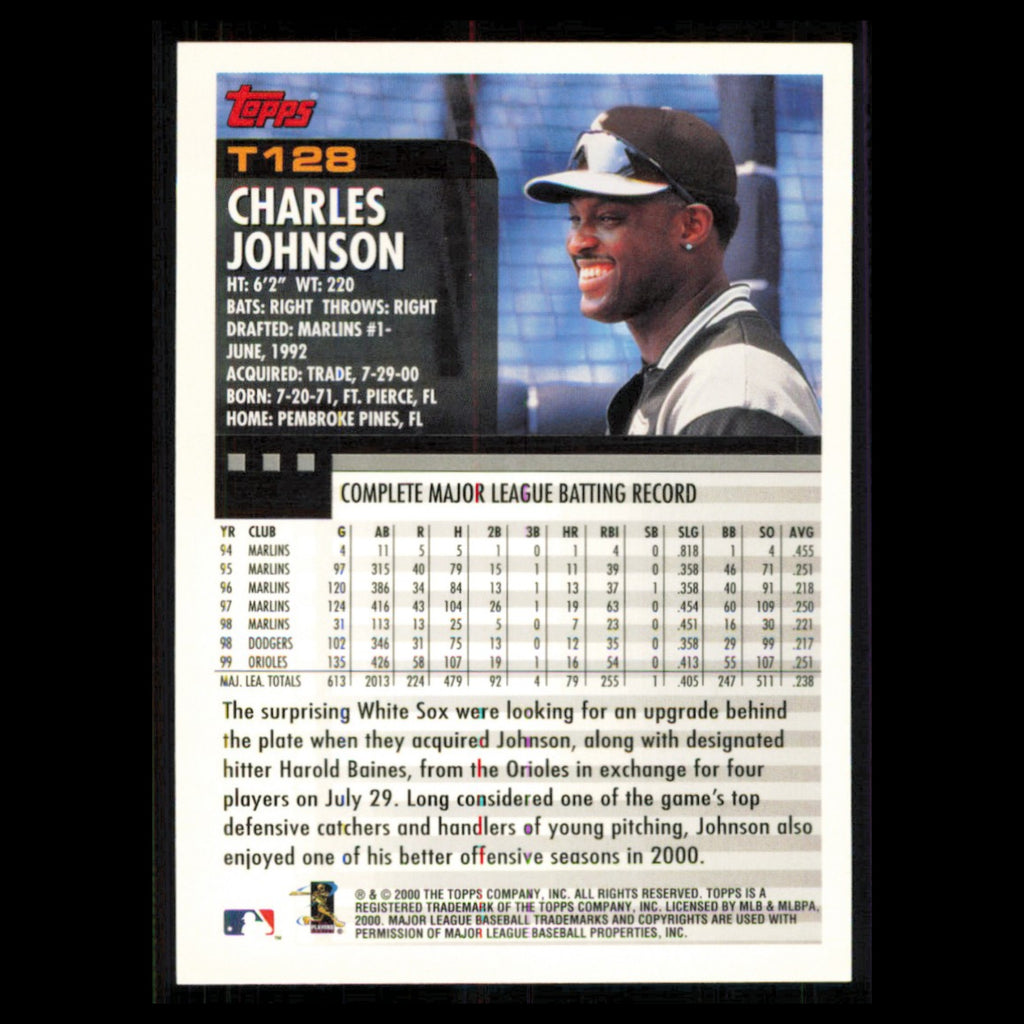 Charles Johnson #T128 2000 Topps Traded - Rookies Chicago White Sox Baseball MLB